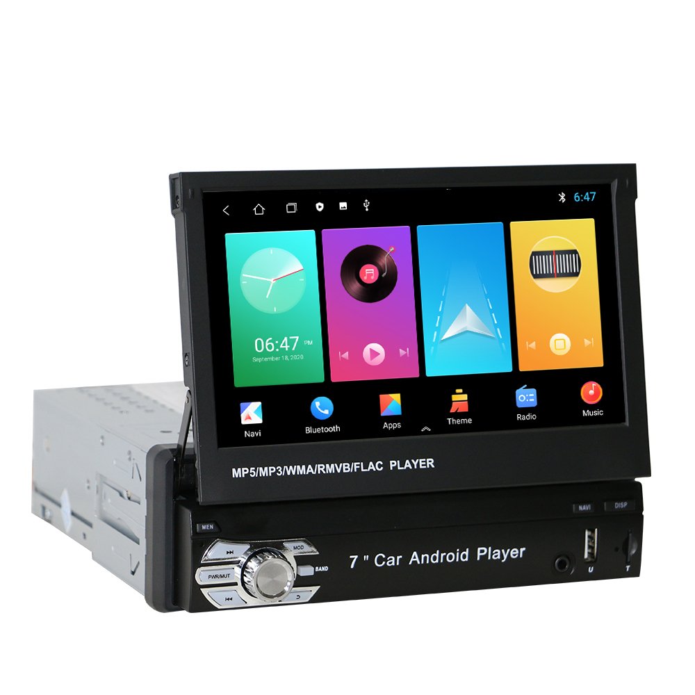 GPS Navigation Android 1 Din 7 Inch Automatic Retractable Touch Screen Car MP4 MP5 Radio Video Dvd Player Android Para Carro